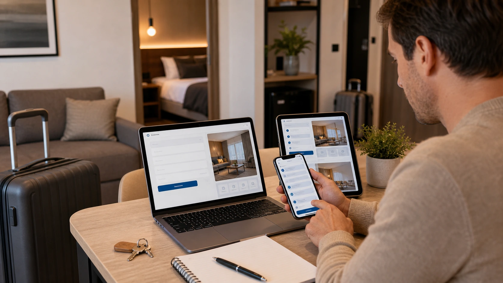 Cliente, paciente o interesado consultando por WhatsApp o formulario en contexto de apart hotel.