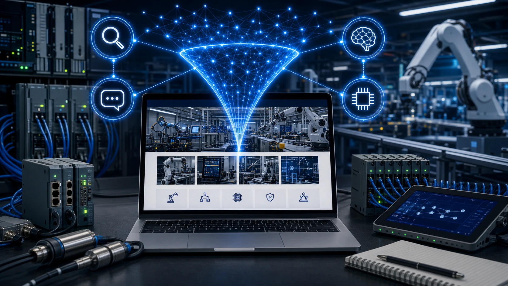 Web clara para servicio de automatizacion industrial, las inteligencias artificiales y la busqueda en Google