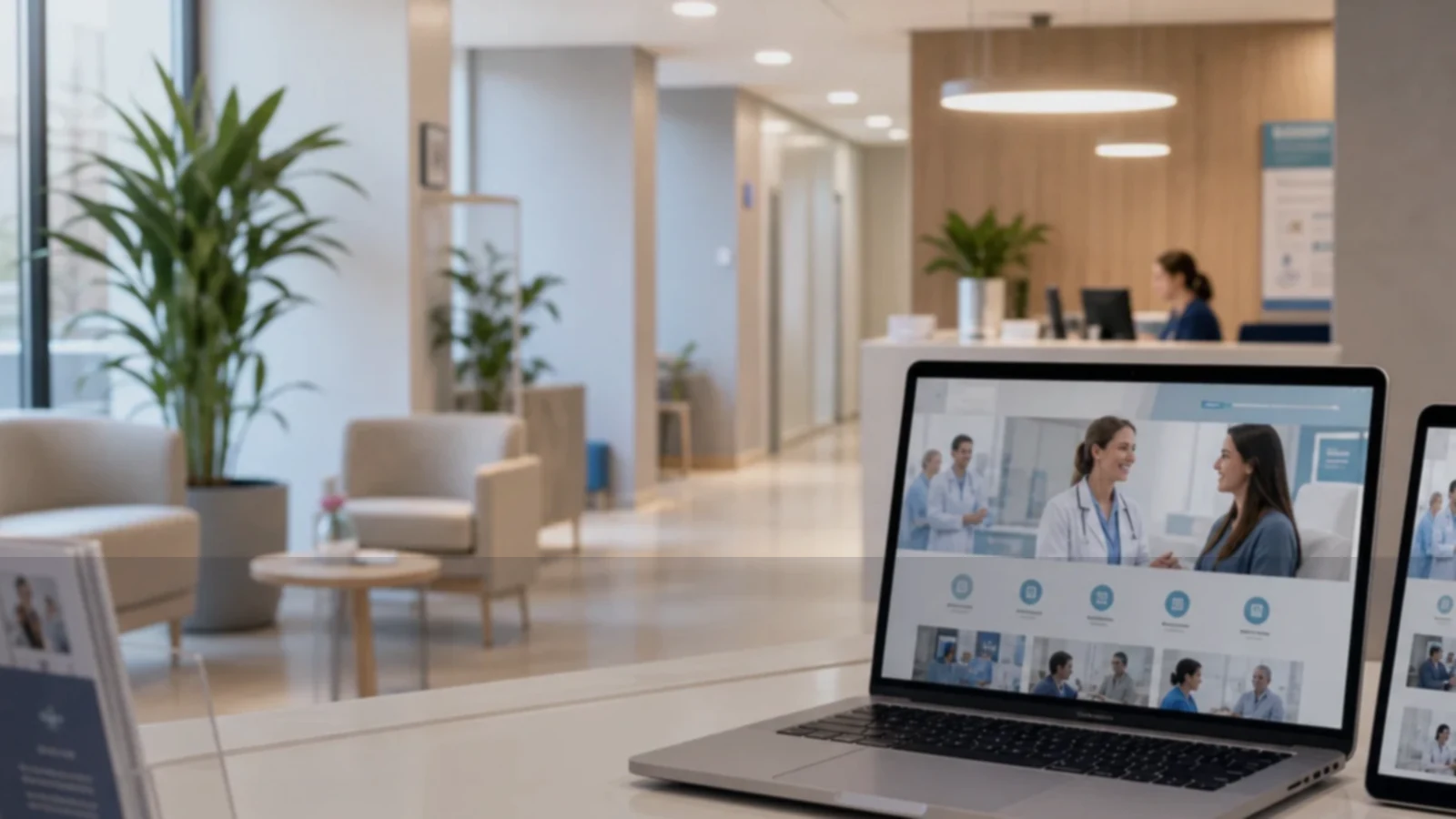 Persona o equipo de clínicas y centros médicos gestionando consultas, turnos, reservas, pedidos, presupuestos o mensajes desde notebook/celular.