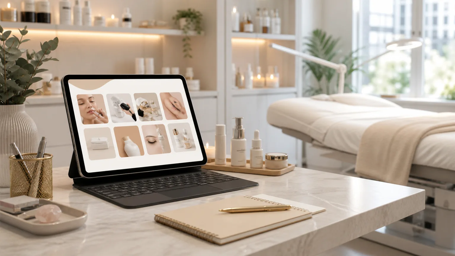 Servicios de estetica y turnos organizados visualmente en una pantalla
