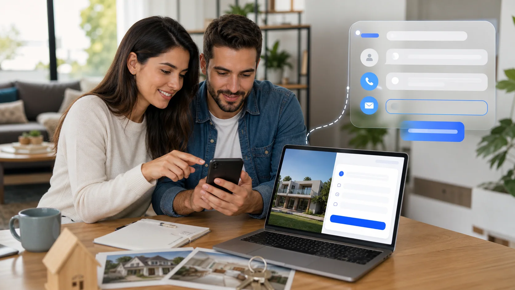 Cliente, paciente o interesado consultando por WhatsApp o formulario en contexto de inmobiliarias y propiedades.