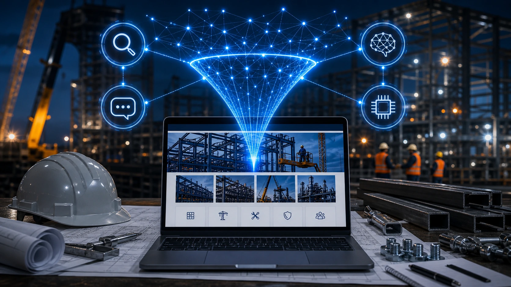 Web clara para empresa de montajes industriales, las inteligencias artificiales y la busqueda en Google