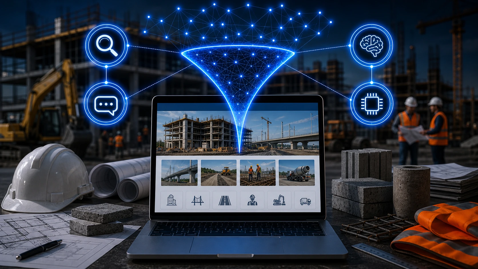 Web clara para empresa de obras civiles, las inteligencias artificiales y la busqueda en Google