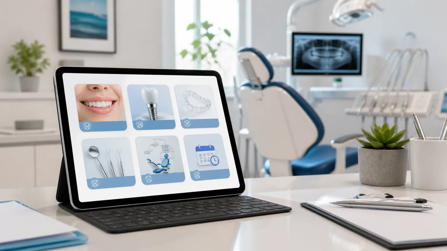 Tratamientos odontologicos y turnos presentados de forma clara en una pantalla