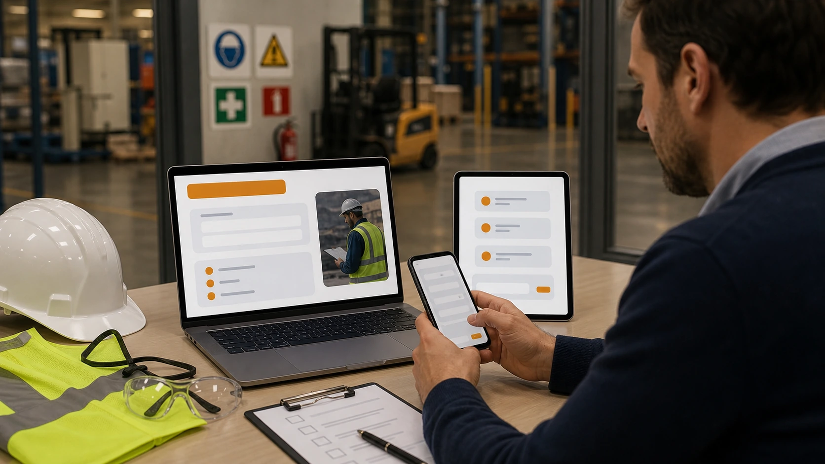 Cliente, paciente o interesado consultando por WhatsApp o formulario en contexto de consultora de seguridad e higiene.