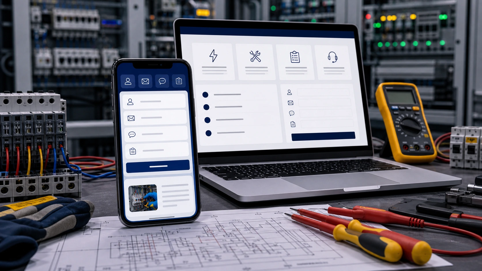 Cliente, paciente o interesado consultando por WhatsApp o formulario en contexto de servicio electrico industrial.