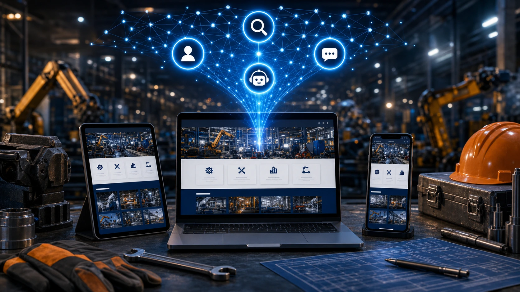 Web clara para empresa de servicios industriales, las inteligencias artificiales y la busqueda en Google