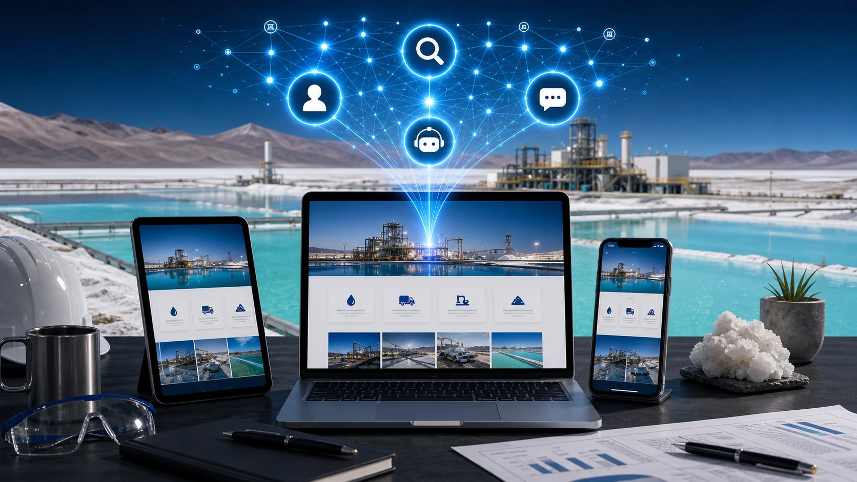 Web clara para servicio para litio, las inteligencias artificiales y la busqueda en Google