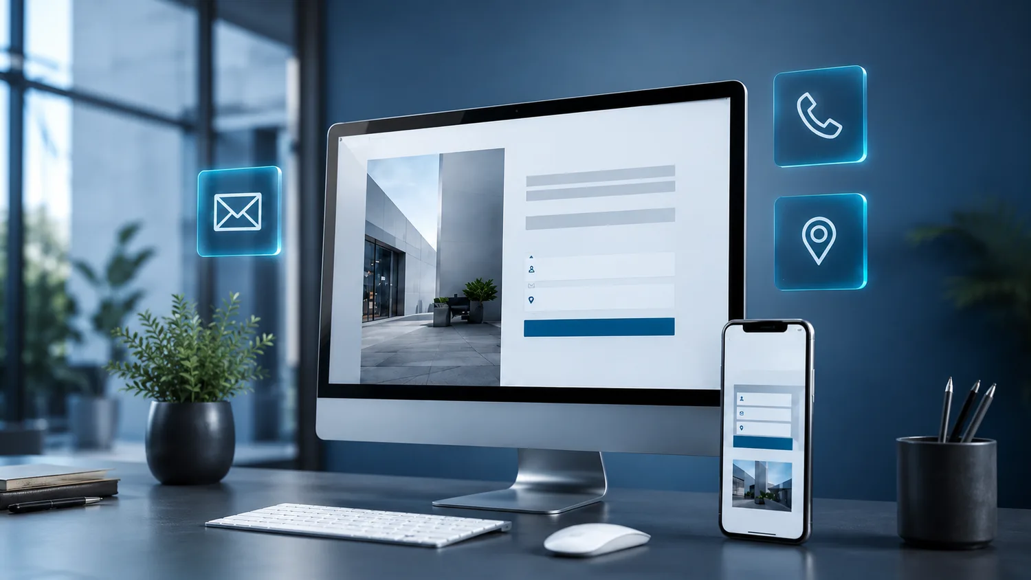 Formulario de contacto y accesos visibles para escribir o llamar