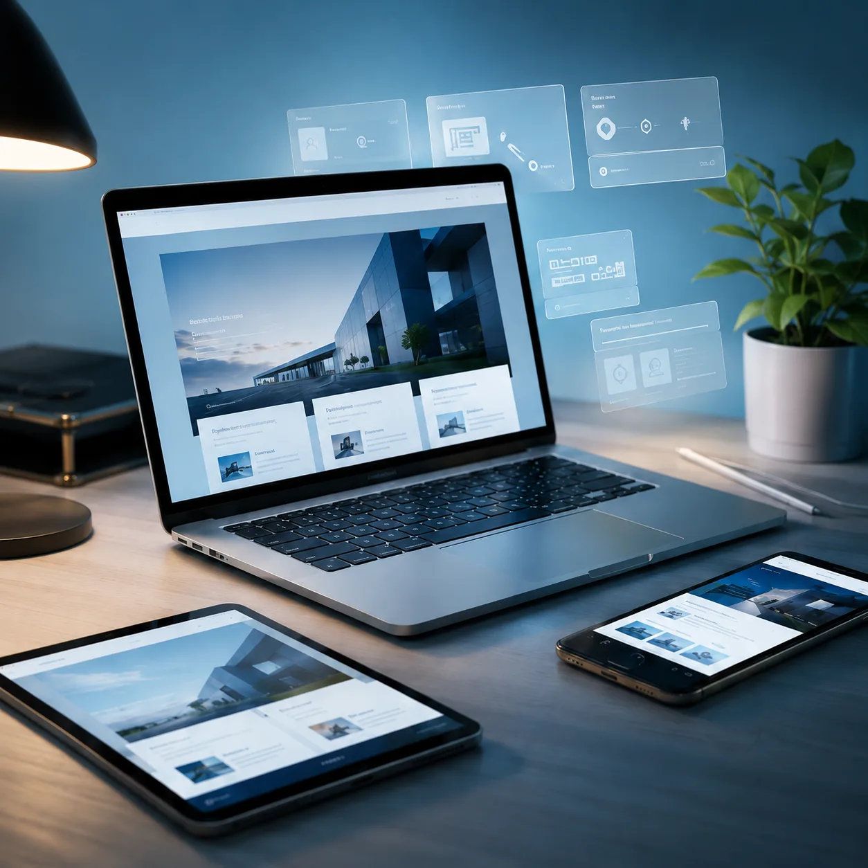 Diseño web profesional ordenado en una notebook